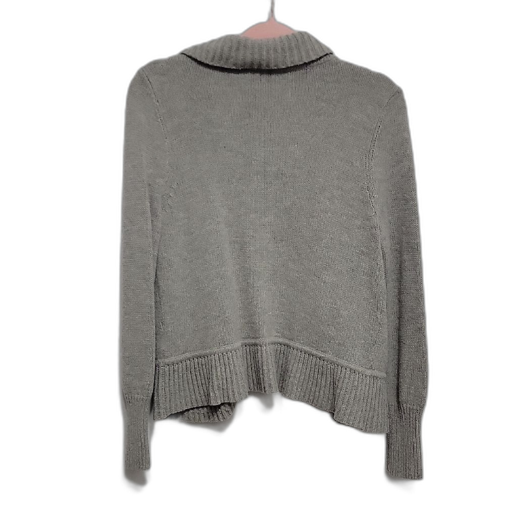 Talbots Petites Gray Shawl Collar Knit Cardigan Sweater Size LP - Picture 2 of 12
